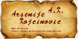Arsenije Kojčinović vizit kartica